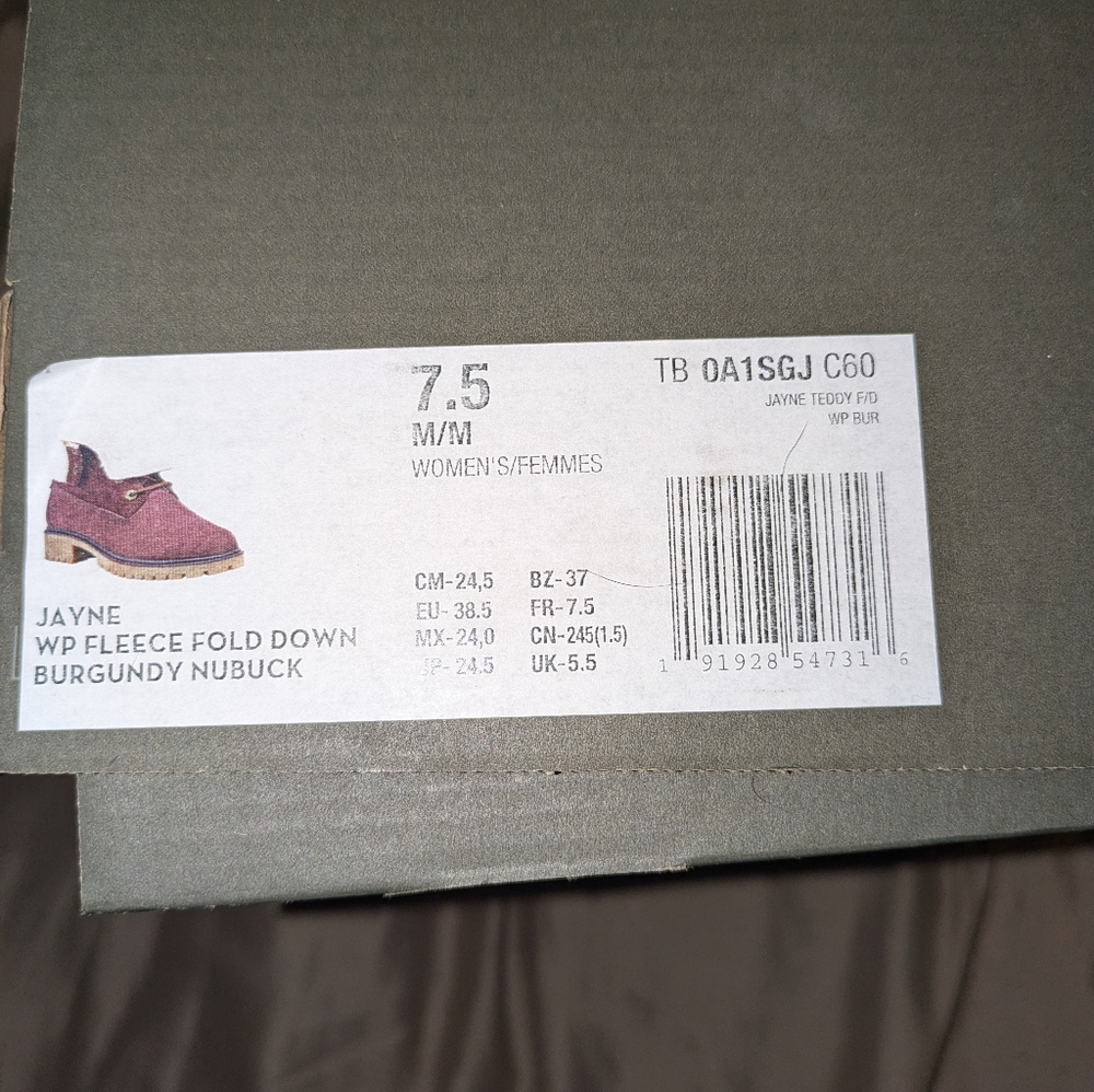 Jayne Burgundy Nubuck Fleece Fold Down Timberland Boots